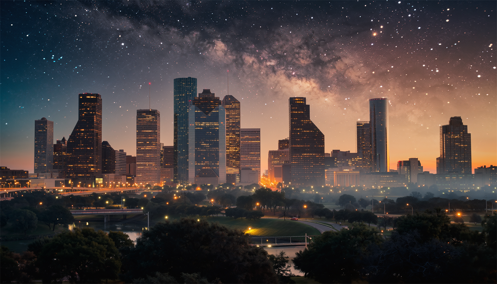 Houston skyline at night