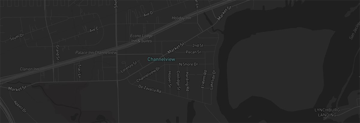 Map showing Bractos service coverage in Channelview, Texas