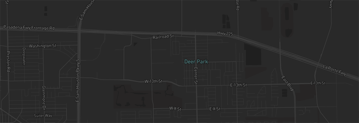 Map showing Bractos service coverage in Deer Park, Texas