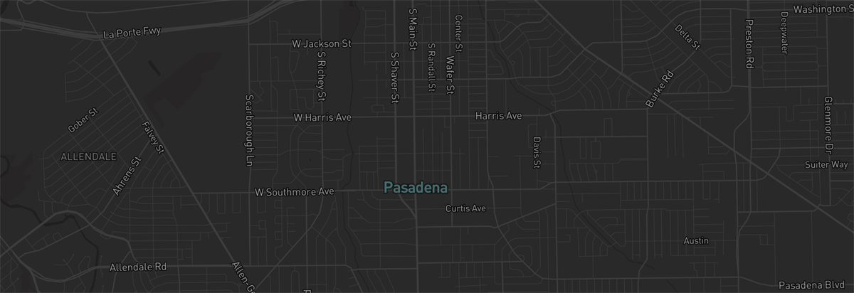Map showing Bractos service coverage in Pasadena, Texas